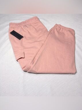Velocity Blush Pink Joggers 2X NWT Brushed Terry Cargo Pocket